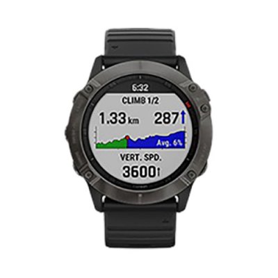 Часы Garmin Fenix 6X Pro Solar титановый серый DLC с черным ремешком