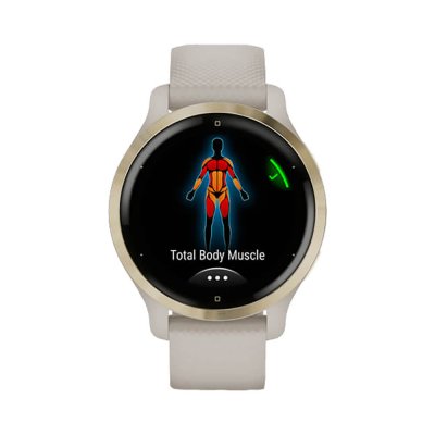 Часы Garmin Venu 2S песочного цвета с золотистым безелем