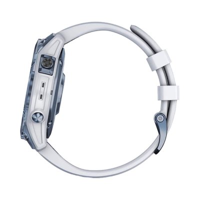Часы Garmin Fenix 7 Sapphire Solar титановый синий минерал DLC с белым ремешком