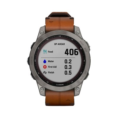 Часы Garmin Fenix 7 Sapphire Solar титановый серый с коричневым кожаным ремешком
